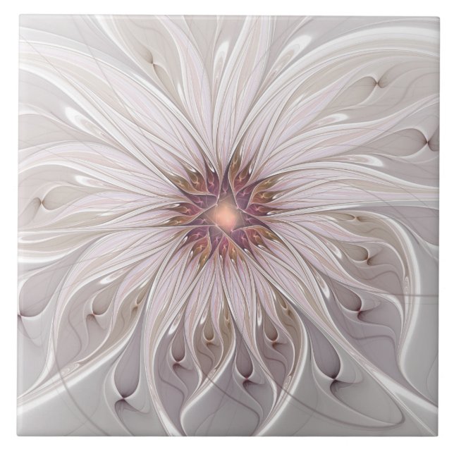Floral Fantasy, Abstract Modern Pastel Flower Fliese (Vorderseite)