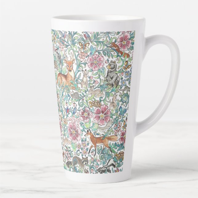 Floral Fantasy Forest Animals Woodland Tapestyle Milchtasse (Rechts)