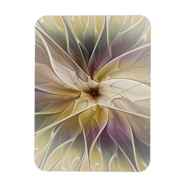 Floral Fantasy Gold Aubergine Abstract Fractal Art Magnet (Vertikal)