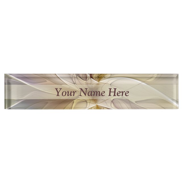 Floral Fantasy Gold Eggue Abstrakte Kunst Text Namensplakette (Vorderseite)