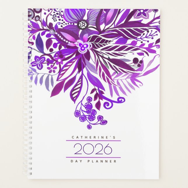 Floral Fantasy Purple Daily Agenda 2026 Planer (Vorderseite)