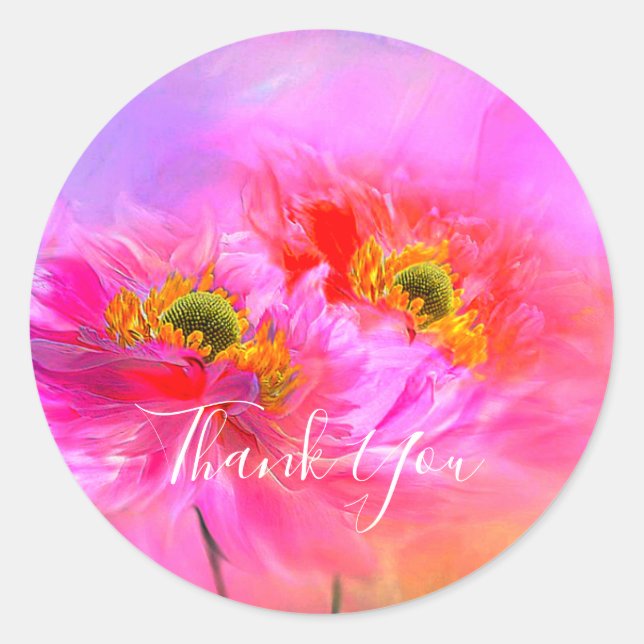 Floral Fantasy vielen Dank Runder Aufkleber (Vorderseite)