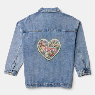 Floral Faux Embroidery Heart Mom