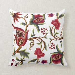 Floral Faux Jacobean Coussin brodé