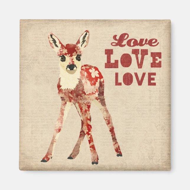 Floral Fawn Liebe Magnet (Vorne)