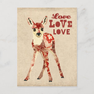Floral Fawn Liebe Postkarte