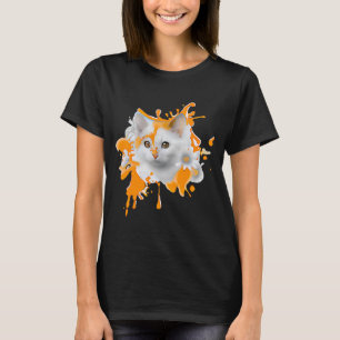 Floral Feline Adorable Chat mit Blume Splashes T-Shirt