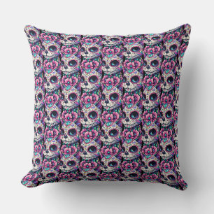 Floral Feline Dia de los Muertos Kissen
