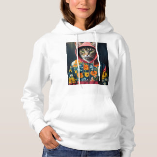 Floral Feline Elegance Hoodie