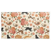 Floral Felines: Cozy Cats & Blooms Pattern