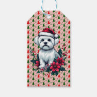 Floral festlicher maltesischer Hund mit Weihnachts