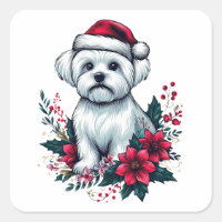 Floral festlicher maltesischer Hund mit Weihnachts