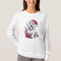 Floral festlicher maltesischer Hund mit Weihnachts