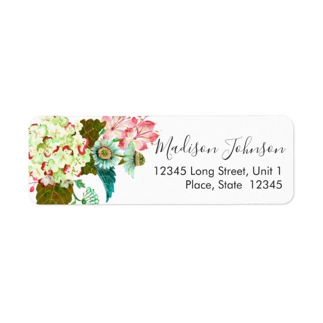 Floral | FÊTE DES MARIÉES | Étiquettes d'adresse d (Devant)