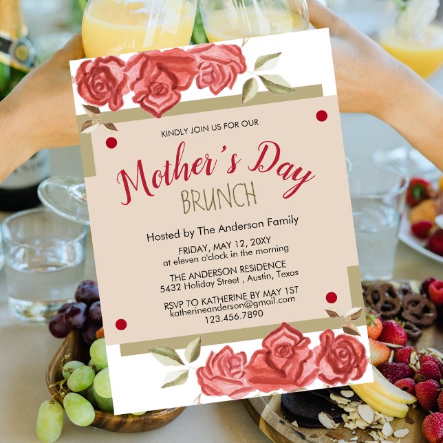 Floral Fête des mères Fête Brunch Invitations (Créateur téléchargé)