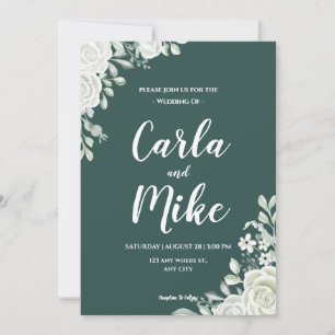 Floral Feuille Verte Tout en un mariage Invitation