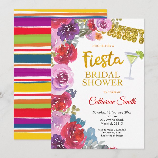 Floral Fiesta Bridal Dusche Einladung (Vorne/Hinten)