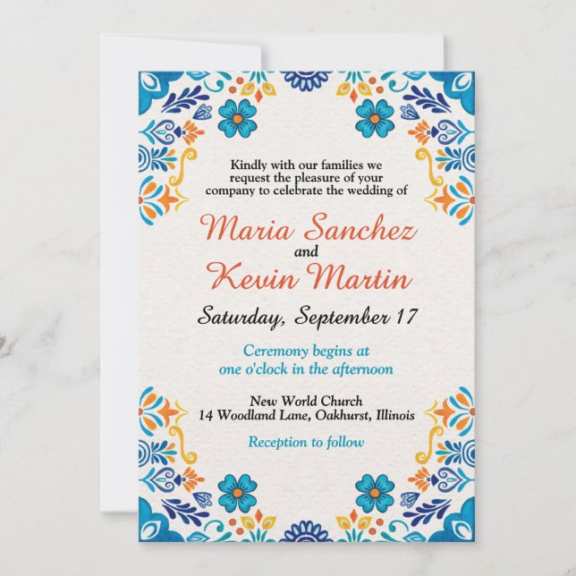 Floral Fiesta Spanish Wedding Einladung (Vorderseite)