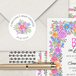 Floral Fiesta Vivid Babydusche Runder Aufkleber