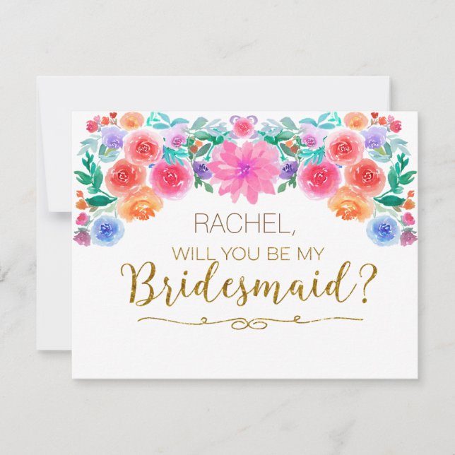 Floral Fiesta wird meine Bridesmaid-Karte sein Einladung (Vorderseite)