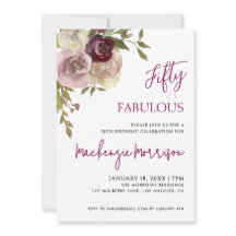 Floral Fifty and Fabulous Script Birthday Party