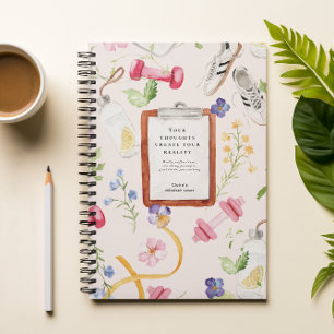Floral Fitness Monogramm Mindset Reset Notizblock