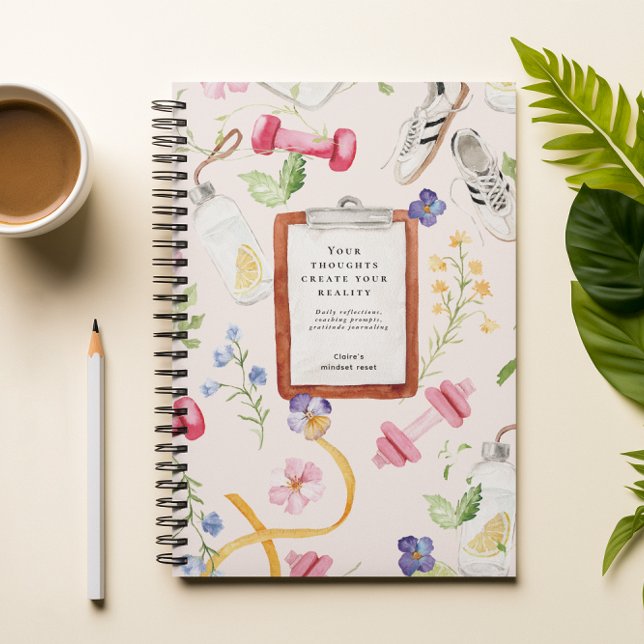 Floral Fitness | Monogramm Mindset Reset Notizblock (Von Creator hochgeladen)