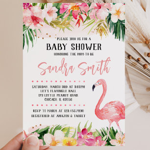Floral Flamingo Baby Dusche Einladung