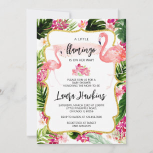 Floral Flamingo Baby Dusche Einladung