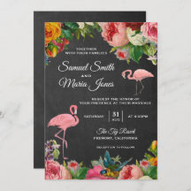 Floral Flamingo Chalkboard Hochzeit Einladung