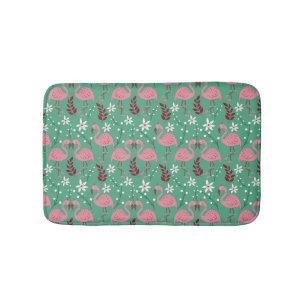 Floral Flamingo nahtloses Muster rosa grün Badematte