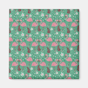 Floral Flamingo nahtloses Muster rosa grün Magnet