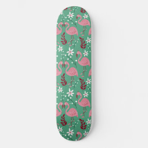 Floral Flamingo nahtloses Muster rosa grün Skateboard