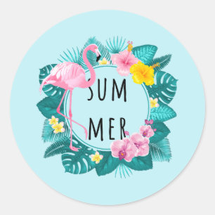 Floral Flamingo Summer Bliss Runder Aufkleber