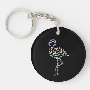 Floral Flamingo Süßes Tier Ästhetik Liebhaber Gesc Schlüsselanhänger