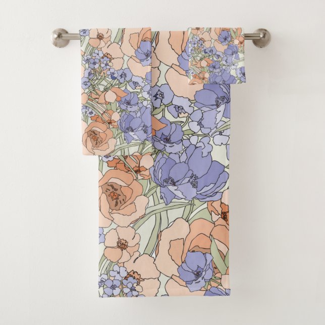 Floral Fleurs de feuillage Rose Crème Beige Violet (En situation)