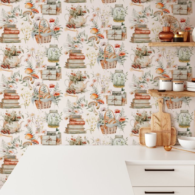 Floral floral buchstäbliche Kernarchitektur Tapete (In situ)