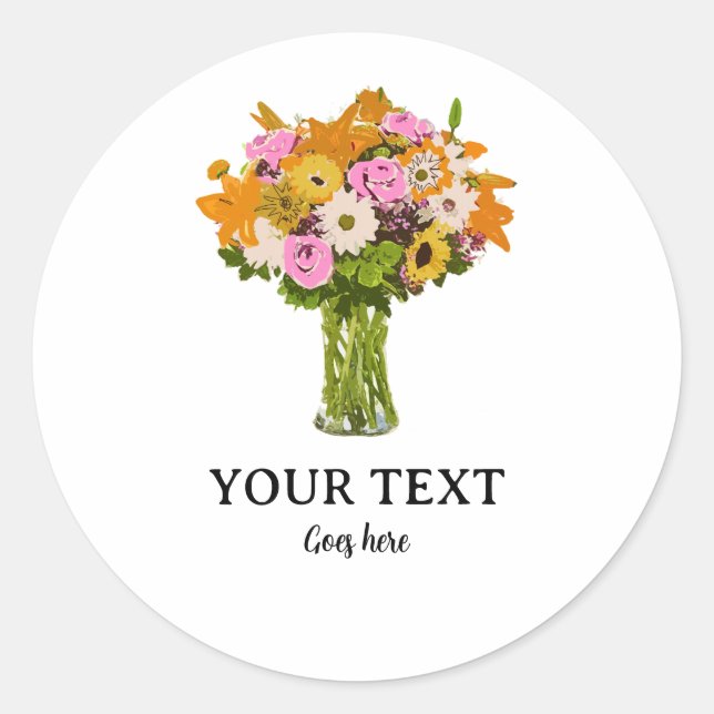 floral Florist Business Runder Aufkleber (Vorderseite)