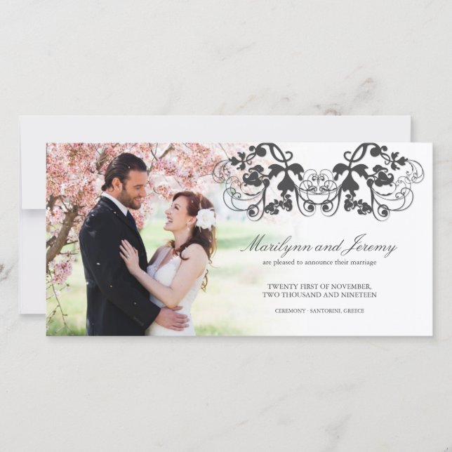 Floral Flourish 03 Mariage Faire-part Carte photo (Devant)