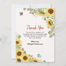 Floral Flower Baby Shower Thank You Flat Cards