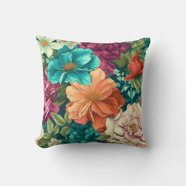 Floral Flower Vibrant Rose Interior Kissen (Vorderseite)