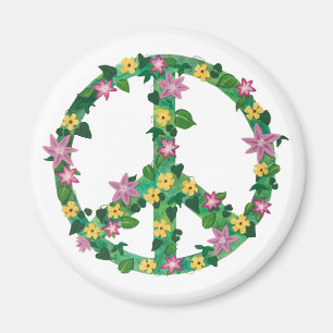 Floral Flowers Peace Sign Magnets