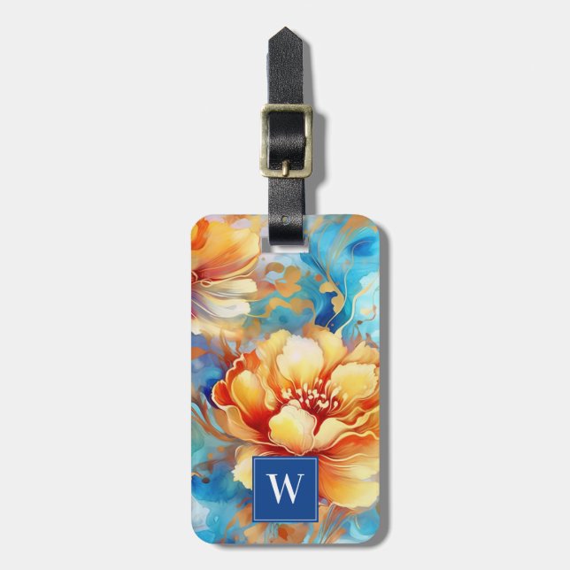 Floral Fluid Ink Gepäckstück Gepäckanhänger (Vorderseite vertikal)