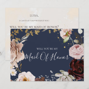 Floral flush moderne   Carte d'honneur de la marin