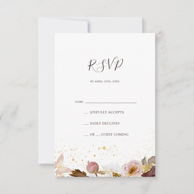 Floral flush moderne | Carte RSVP Watercolor (Devant)