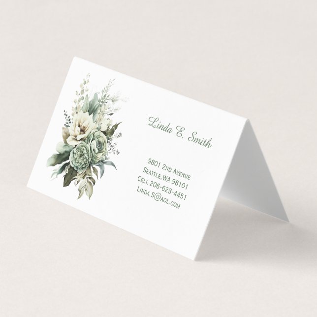 Floral Folded Calling Card Visitenkarten (Vorderseite)