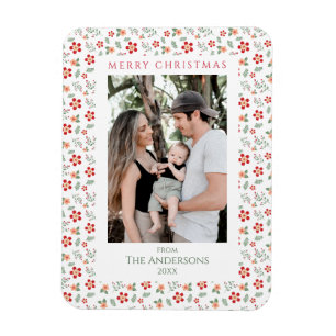 Floral Foliage Elegantes Weihnachtsfest Foto Magnet