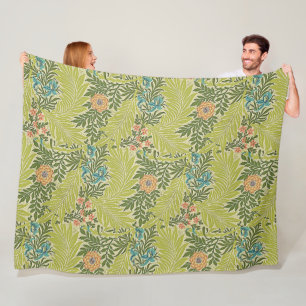 Floral Foliage Vintag William Morris Larkspur Fleecedecke