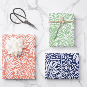 Floral Foliage William Morris Blue Green Orange Geschenkpapier Set