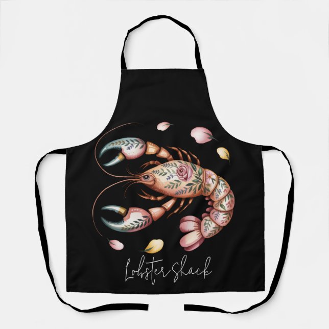 Floral Folk Art Lobster Illustration Custom Schürze (Vorderseite)